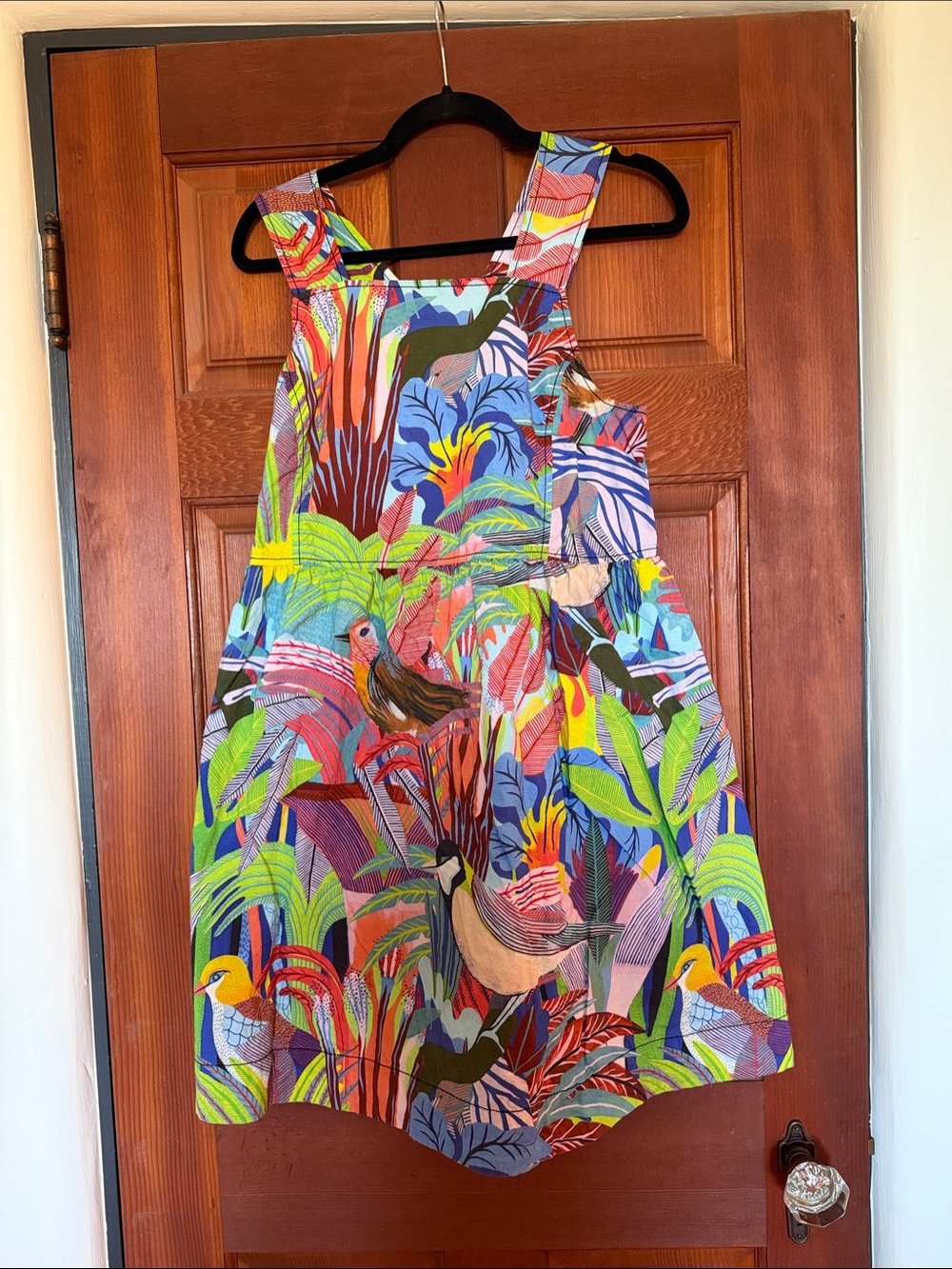 Vibrant Tropical Bird Print Sundress - Multicolor